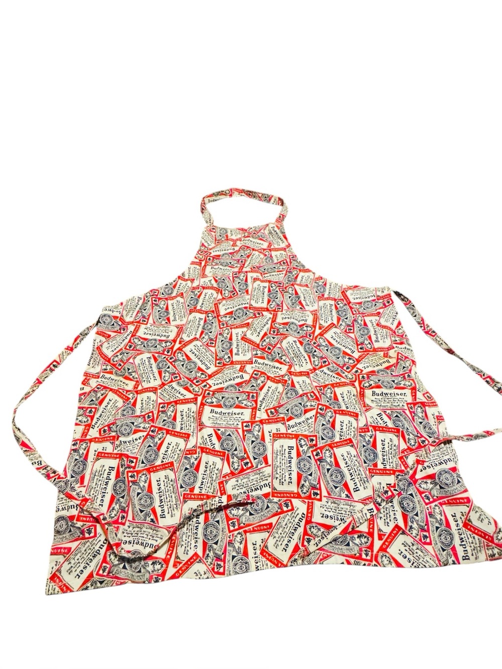 Vintage Budweiser Apron Beer Americana Retro All Over Print STAINS READ!